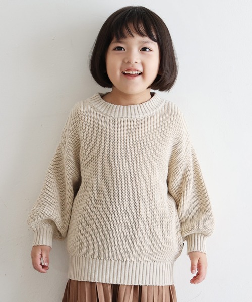 PUPPAPUPO（プッパプーポ）の「ニット クルーネック セーター（ニット/セーター・キッズ・アイボリー/チャコールグレー/グリーン/バーガンディー・80/90/100/110/120/130/140）」の15枚目の写真