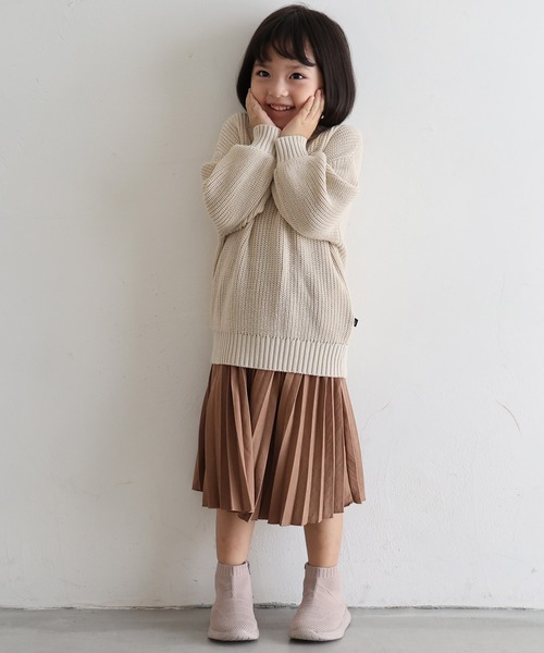 PUPPAPUPO（プッパプーポ）の「ニット クルーネック セーター（ニット/セーター・キッズ・アイボリー/チャコールグレー/グリーン/バーガンディー・80/90/100/110/120/130/140）」の9枚目の写真