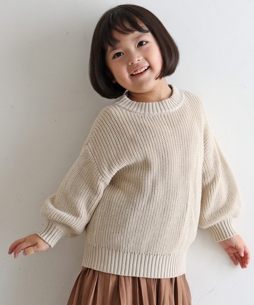 PUPPAPUPO（プッパプーポ）の「ニット クルーネック セーター（ニット/セーター・キッズ・アイボリー/チャコールグレー/グリーン/バーガンディー・80/90/100/110/120/130/140）」の16枚目の写真