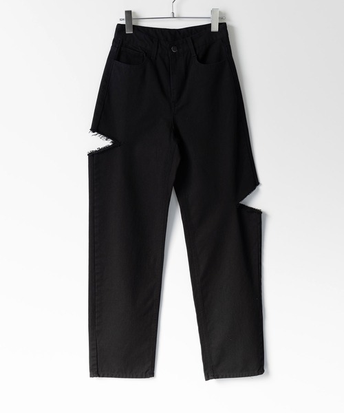 7color ／ 3size 】カットアウトサイドスリットロングデニム