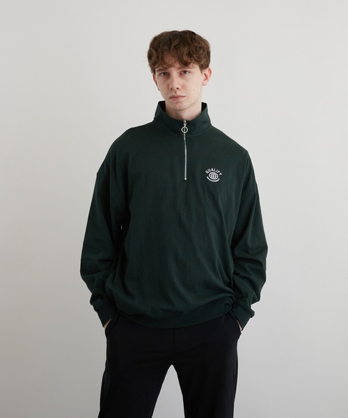 VIBGYOR(ヴィブジョー)の「刺繍ハーフZIP BIG L/S(BEY)(Tシャツ/カットソー・メンズ・アッシュグレー/ダークグリーン/ブラック・MEDIUM/LARGE)」の1枚目の写真