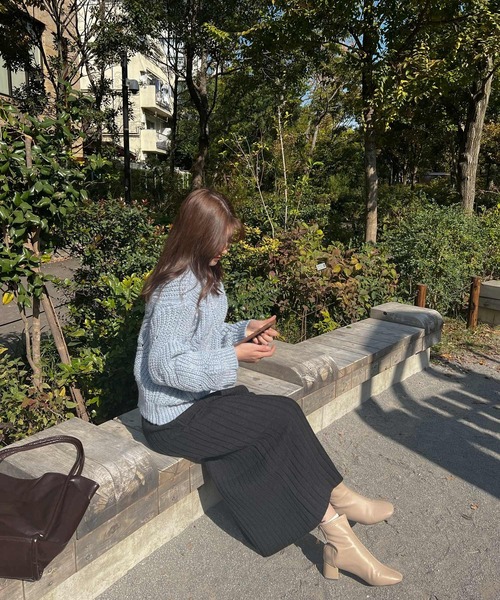 Lamoa（ラモア）の「Lamoa/ボリューム オーバーサイズ カラーニット（ニット/セーター・レディース・ブルー/ピンク・FREE）」の5枚目の写真