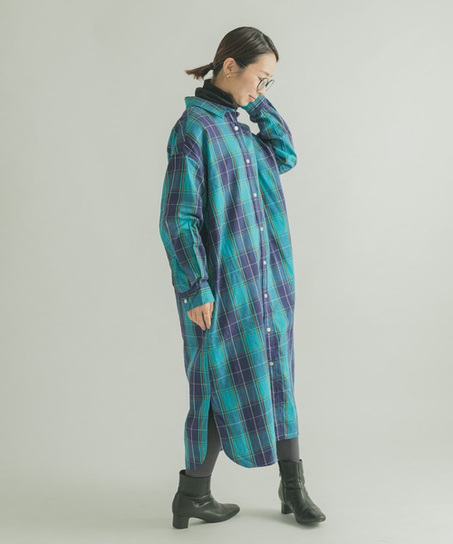 FORK&SPOON（フォークアンドスプーン）の「FORK&SPOON ネルチェックシャツワンピース（ワンピース）」 WEAR