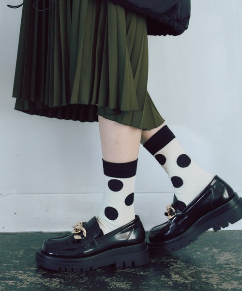 manana suerte（マニャーナスエルテ）の「ドット柄ソックス（ソックス/靴下・レディース・オフホワイト/ブラック・FREE）」の5枚目の写真
