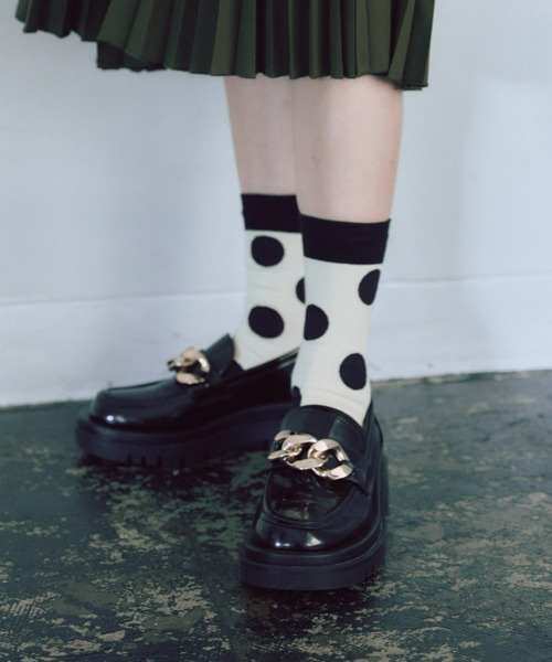 manana suerte（マニャーナスエルテ）の「ドット柄ソックス（ソックス/靴下・レディース・オフホワイト/ブラック・FREE）」の6枚目の写真