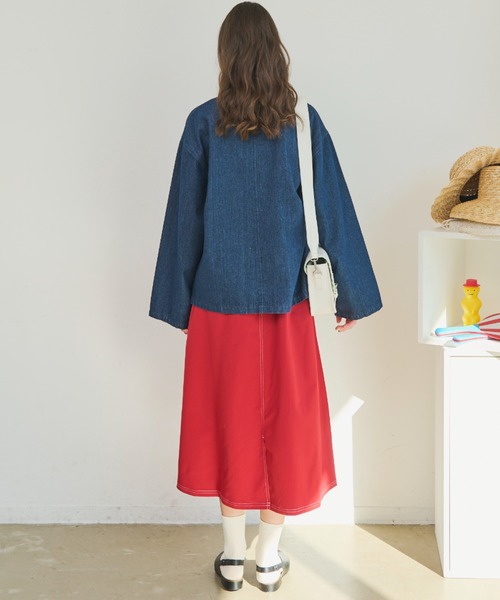 MERLOT（メルロー）の「リボンデニムジャケット（デニムジャケット・レディース・インディゴブルー・FREE）」の4枚目の写真