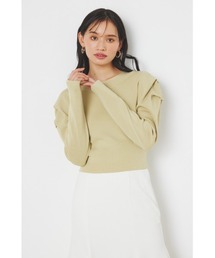 2WAYショルダータックボリュームカーデトップス