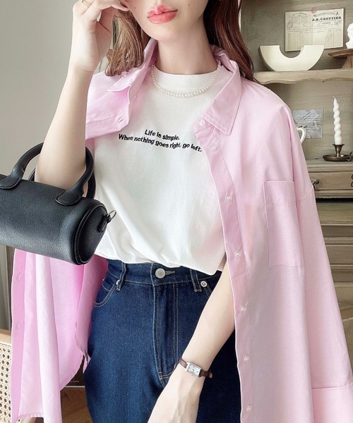 moment+（モーメントプラス）の「【累計販売枚数1万枚突破！】ワイドスリーブ長袖オックスシャツ（シャツ/ブラウス・レディース・ブルー/イエロー/ピンク/オフホワイト・M/L）」の9枚目の写真