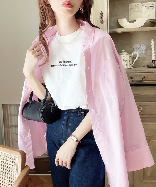 moment+（モーメントプラス）の「【累計販売枚数1万枚突破！】ワイドスリーブ長袖オックスシャツ（シャツ/ブラウス・レディース・ブルー/イエロー/ピンク/オフホワイト・M/L）」の8枚目の写真