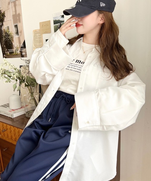 moment+（モーメントプラス）の「【累計販売枚数1万枚突破！】ワイドスリーブ長袖オックスシャツ（シャツ/ブラウス・レディース・ブルー/イエロー/ピンク/オフホワイト・M/L）」の21枚目の写真