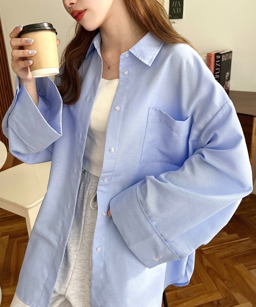 moment+（モーメントプラス）の「【累計販売枚数1万枚突破！】ワイドスリーブ長袖オックスシャツ（シャツ/ブラウス・レディース・ブルー/イエロー/ピンク/オフホワイト・M/L）」の18枚目の写真