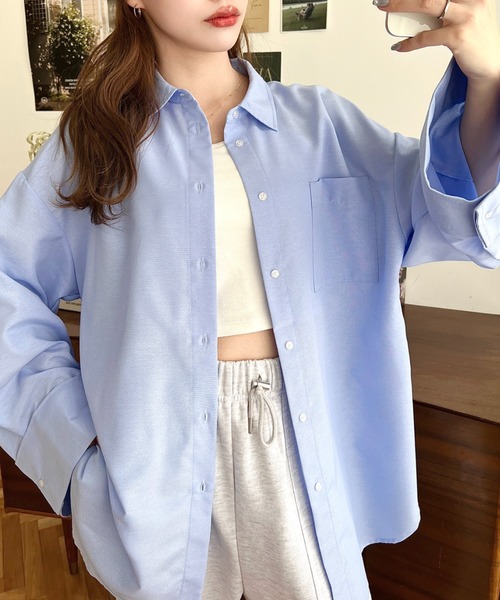 moment+（モーメントプラス）の「【累計販売枚数1万枚突破！】ワイドスリーブ長袖オックスシャツ（シャツ/ブラウス・レディース・ブルー/イエロー/ピンク/オフホワイト・M/L）」の14枚目の写真