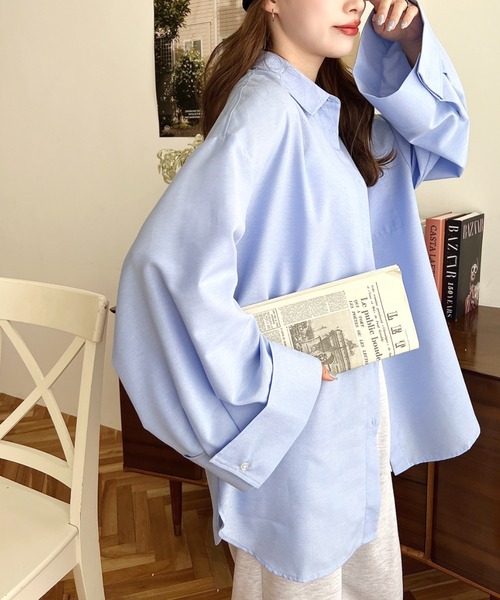 moment+（モーメントプラス）の「【累計販売枚数1万枚突破！】ワイドスリーブ長袖オックスシャツ（シャツ/ブラウス・レディース・ブルー/イエロー/ピンク/オフホワイト・M/L）」の16枚目の写真