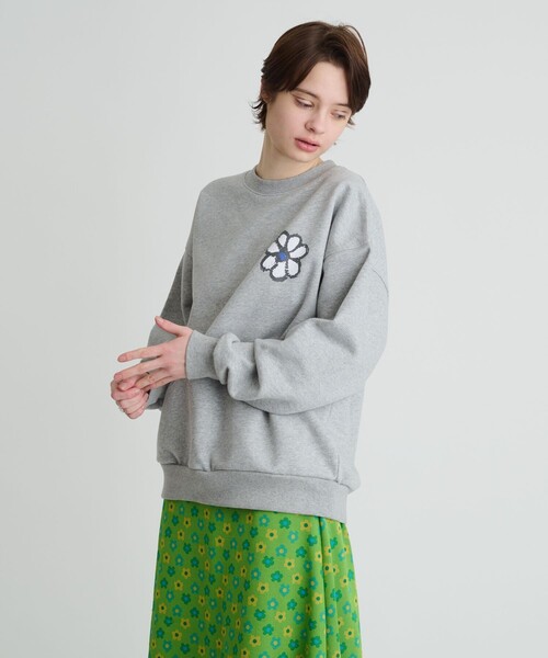 新品 NICK GEAR FLOWER HALFZIP SWEAT S グレー 新品 NICK GEAR FLOWER HALFZIP SWEAT S グレー