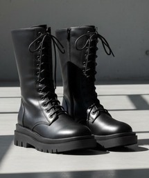 LibertyDoll（リバティードール）の「+5cm 軽量厚底 スクエアトゥ トラックソール ミドルブーツ（ブーツ）」