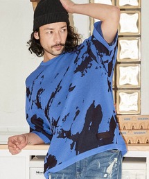 mn2721- abstract pattern short sleeve knit サマーニット