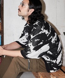 mn2721- abstract pattern short sleeve knit サマーニット