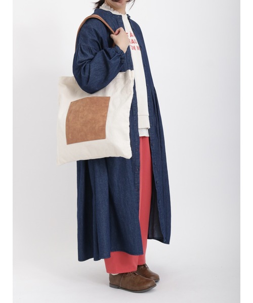 Samansa Mos2（サマンサ モスモス）の「キャンバストートバッグ（ハンドバッグ・レディース・キャメル/ベージュ・ﾌﾘ-）」の6枚目の写真