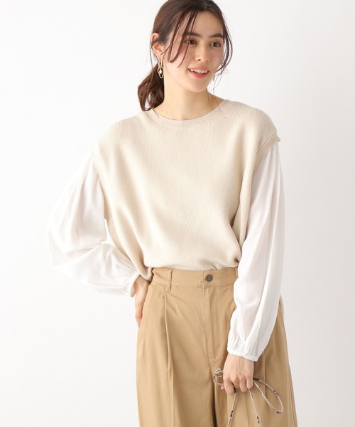 LEPSIM(レプシィム)の「9ゲージフハクコンビニットプルオーバー 182219(ニット/セーター・レディース・グレイッシュベージュ/ブラック/ライトグリーン・FREE)」の2枚目の写真