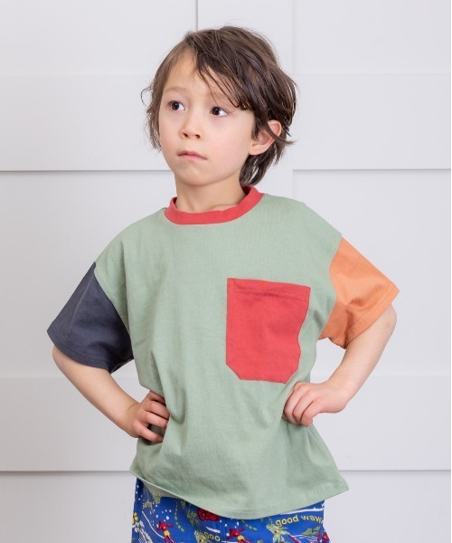 Life Support Products(ライフサポートプロダクツ)の「配色ポケットT(80~150cm)(Tシャツ/カットソー・キッズ・ライトピンク/エメラルド/カーキ/オフホワイト/ホワイト系その他/レッド/ネイビー/マスタード/グリーン系その他/ブルー系その他/チャコール/オレンジ・80/90/95/100/110/120/130/140/150)」の6枚目の写真