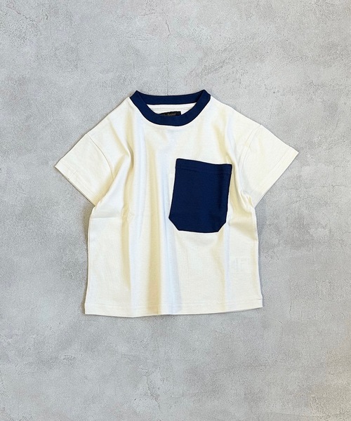 Life Support Products(ライフサポートプロダクツ)の「配色ポケットT(80~150cm)(Tシャツ/カットソー・キッズ・ライトピンク/エメラルド/カーキ/オフホワイト/ホワイト系その他/レッド/ネイビー/マスタード/グリーン系その他/ブルー系その他/チャコール/オレンジ・80/90/95/100/110/120/130/140/150)」の2枚目の写真