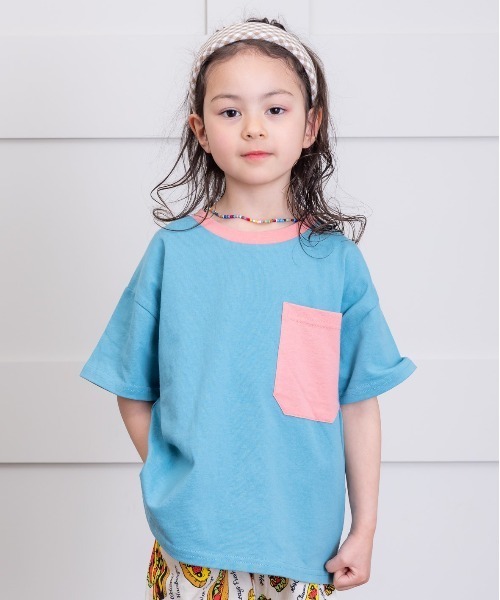 Life Support Products(ライフサポートプロダクツ)の「配色ポケットT(80~150cm)(Tシャツ/カットソー・キッズ・ライトピンク/エメラルド/カーキ/オフホワイト/ホワイト系その他/レッド/ネイビー/マスタード/グリーン系その他/ブルー系その他/チャコール/オレンジ・80/90/95/100/110/120/130/140/150)」の5枚目の写真