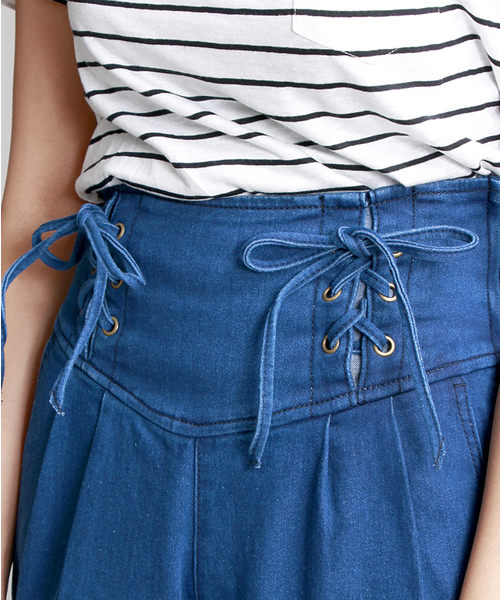 WEGO(ウィゴー)の「WEGO/レースアップショートパンツ(その他パンツ・レディース・インディゴブルー/ブルー系その他/ホワイト/カーキ・FREE)」の5枚目の写真