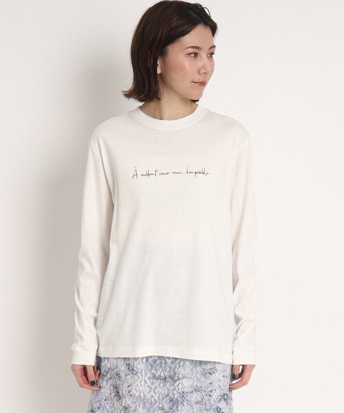 COUP DE CHANCE(クードシャンス)の「【WORLD for the World】メッセージプリント長袖Tシャツ(Tシャツ/カットソー・レディース・アイボリー/ブラック・38/40)」の3枚目の写真