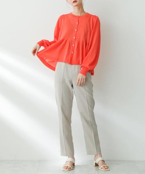 SENSE OF PLACE by URBAN RESEARCH（センスオブプレイスバイアーバンリサーチ）の「リネンライクハイウエストテーパードパンツ（その他パンツ・レディース・チャコールグレー/ライトベージュ/ブラック/ブルー・TALL/X-SMALL/LARGE/SMALL/MEDIUM）」の11枚目の写真