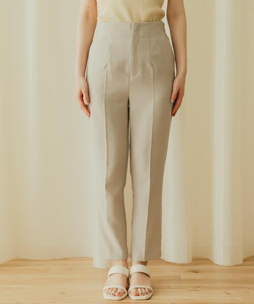Aya【2点セット】①テーパーパンツ&②リネンシャツ セール】 ツイル ワイドテーパードパンツ （その他パンツ