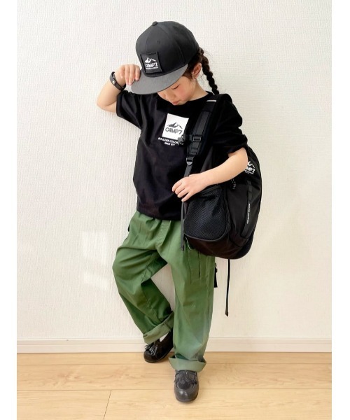 CAMP7（キャンプセブン）の「【CAMP7】モチーフロゴＴシャツ（Tシャツ/カットソー・キッズ・ブラック/グリーン・130/150/140/120/160/105）」の7枚目の写真
