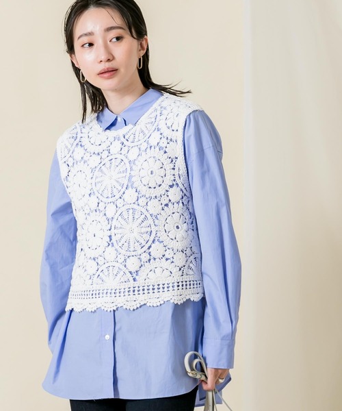 Torrazzo Donna(トラッゾドンナ)の「CNyかぎ針レースベスト(ベスト・レディース・ホワイト・FREE)」の6枚目の写真
