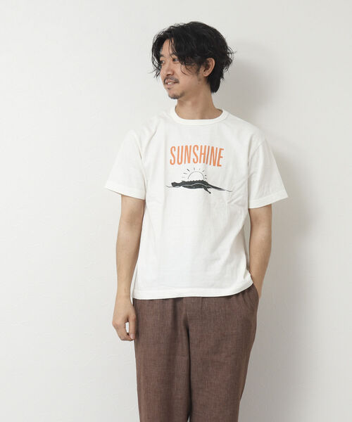 BARNS OUTFITTERS(バーンズアウトフィッターズ)の「【BARNS OUTFITTERS/バーンズアウトフィッターズ】別注吊り編みTシャツ SUNSHINE(Tシャツ/カットソー・メンズ・ホワイト/グレイッシュブルー/グレー・S/M/L/XL)」の22枚目の写真