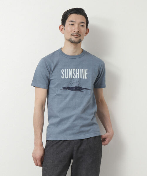 BARNS OUTFITTERS(バーンズアウトフィッターズ)の「【BARNS OUTFITTERS/バーンズアウトフィッターズ】別注吊り編みTシャツ SUNSHINE(Tシャツ/カットソー・メンズ・ホワイト/グレイッシュブルー/グレー・S/M/L/XL)」の6枚目の写真
