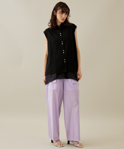 rito structure（リトストラクチャー）の「【rito structure/リトストラクチャー】ストライプジャガードコネクテッドシャツ（Tシャツ/カットソー・レディース・ホワイト/ブラック・1）」の6枚目の写真