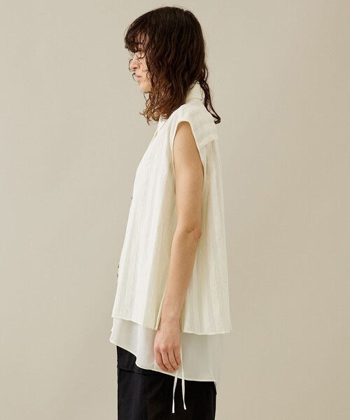 rito structure（リトストラクチャー）の「【rito structure/リトストラクチャー】ストライプジャガードコネクテッドシャツ（Tシャツ/カットソー・レディース・ホワイト/ブラック・1）」の11枚目の写真