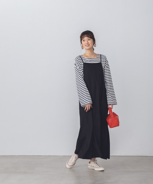 lil nina（リルニーナ）の「無地 レーヨン 後ろリボン キャミワンピース（ワンピース・レディース・ブラウン/ブラック/グリーン・FREE）」の11枚目の写真