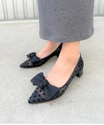 REZOY | 【23SS新作】【REZOY】リボン付きドットレースLOWヒールパンプス(パンプス)