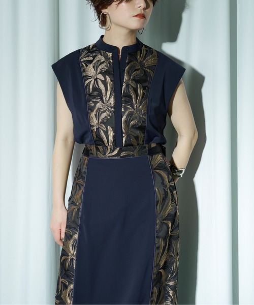Ezick Jacquard line シアースリーブシャツドレス オケージョン Ezick（エジック）の「Jacquard line シアースリーブシャツ