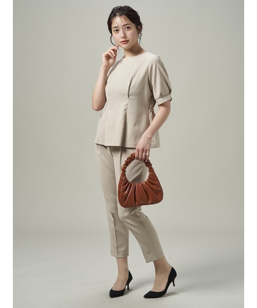 Perfect Suit FActory(パーフェクトスーツファクトリー)の「【セットアップ可能】麻調メッシュブラウス ベージュ/ネイビー(シャツ/ブラウス・レディース・ネイビー/ベージュ・M/S/L/SS)」の11枚目の写真