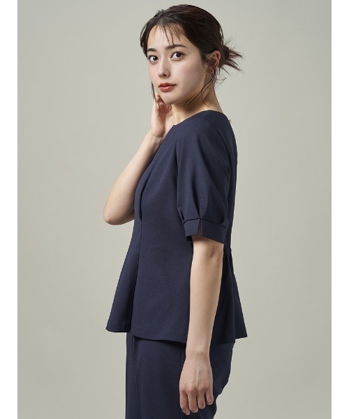 Perfect Suit FActory(パーフェクトスーツファクトリー)の「【セットアップ可能】麻調メッシュブラウス ベージュ/ネイビー(シャツ/ブラウス・レディース・ネイビー/ベージュ・M/S/L/SS)」の14枚目の写真