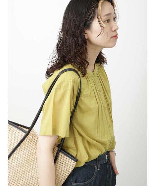 Samansa Mos2 blue（サマンサモスモスブルー）の「ボイルギャザーブラウス（シャツ/ブラウス・レディース・ベージュ/チャコールグレー/イエロー/グリーン・F）」の10枚目の写真