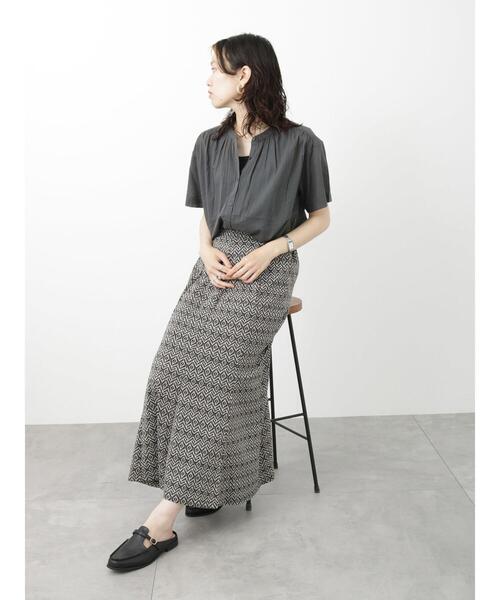 Samansa Mos2 blue（サマンサモスモスブルー）の「ボイルギャザーブラウス（シャツ/ブラウス・レディース・ベージュ/チャコールグレー/イエロー/グリーン・F）」の6枚目の写真