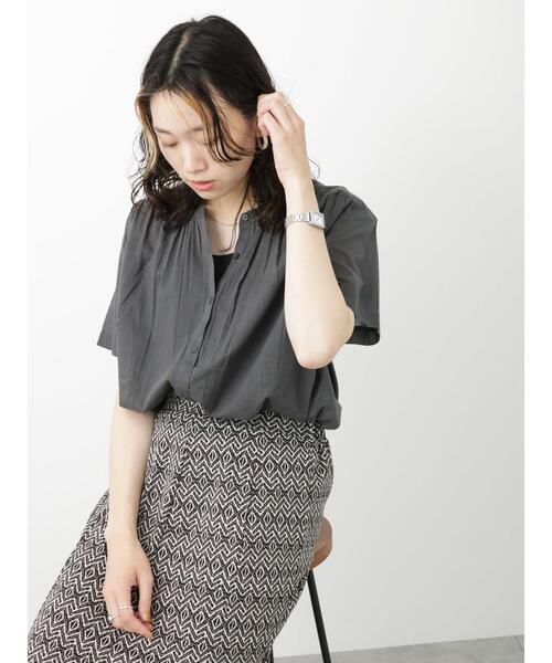 Samansa Mos2 blue（サマンサモスモスブルー）の「ボイルギャザーブラウス（シャツ/ブラウス・レディース・ベージュ/チャコールグレー/イエロー/グリーン・F）」の16枚目の写真