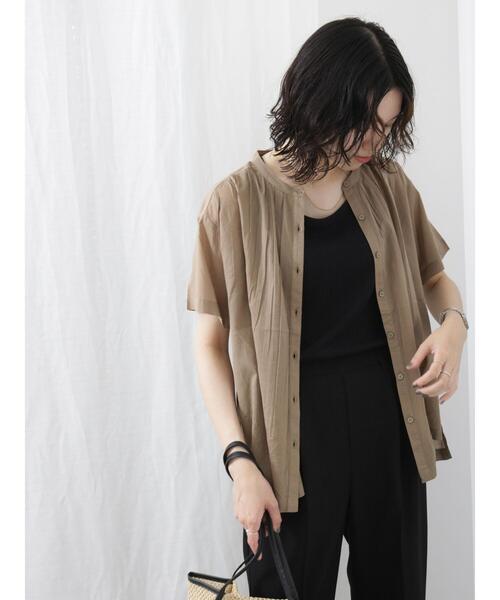 Samansa Mos2 blue（サマンサモスモスブルー）の「ボイルギャザーブラウス（シャツ/ブラウス・レディース・ベージュ/チャコールグレー/イエロー/グリーン・F）」の8枚目の写真