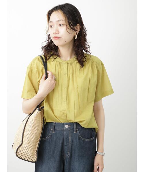 Samansa Mos2 blue（サマンサモスモスブルー）の「ボイルギャザーブラウス（シャツ/ブラウス・レディース・ベージュ/チャコールグレー/イエロー/グリーン・F）」の9枚目の写真