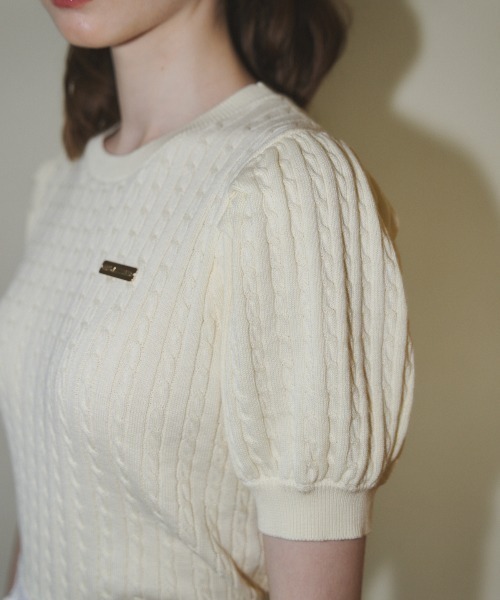 MIRO AMURETTE（ミロアミュレット）の「MIRO cable summer knit/ケーブルサマーニット（ニット/セーター・レディース・グレー/アイボリー・FREE）」の4枚目の写真