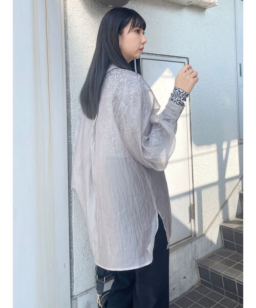 MURUA（ムルーア）の「ジオメトリックチュールトップス（Tシャツ/カットソー・レディース・ホワイト/ベージュ・FREE）」の6枚目の写真