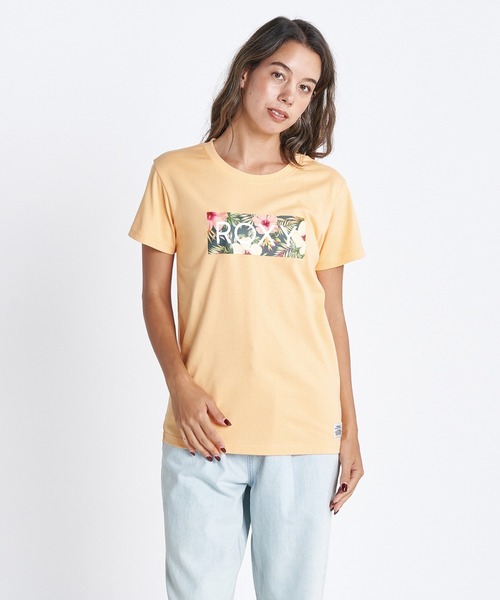 ROXY(ロキシー)の「FIREWORK BOX LOGO/ロキシー花柄ロゴ半袖Tシャツ(Tシャツ/カットソー・レディース・ホワイト/ブラック/オレンジ・MEDIUM/LARGE/SMALL)」の3枚目の写真