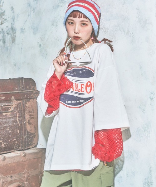 PBLIM(ページボーイリム)の「PBLIM/まんまる子コラボビッグT(Tシャツ/カットソー・レディース・ライトグリーン/レッド/オフホワイト・FREE)」の2枚目の写真